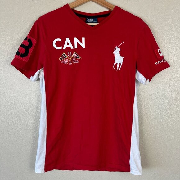 Polo Ralph Lauren Canada National Shirt Logo 2014 Racing Casual Red White Medium - Picture 3 of 6